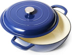Sur La Table Enameled Cast Iron Deep Braiser, 5 qt, Blue