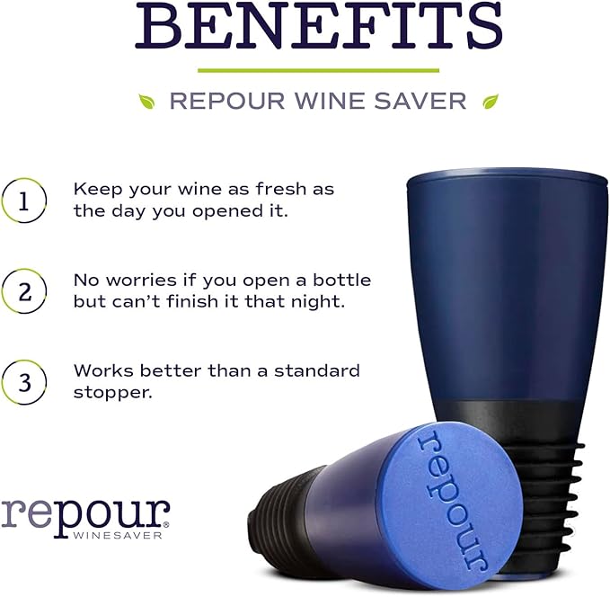 Wine Saver - Wine Preserver and Stopper - Removes Harmful Oxygen from your Wine Simply and Effectively - Indigo Blue 4 Pack