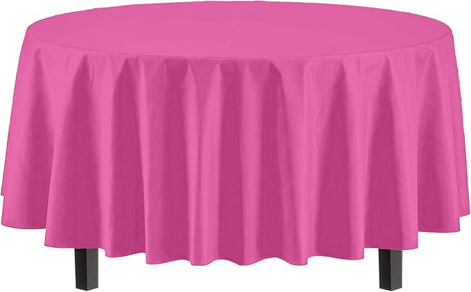 Exquisite 12-Pack Premium Plastic 84-Inch Round Tablecloth - Cerise