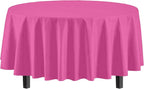 Exquisite 12-Pack Premium Plastic 84-Inch Round Tablecloth - Cerise
