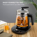 Electric Kettle Temperature Control Glass Tea Kettle Programmable Control Tea Pot, 2 Liter Stainless Steel Tea Maker & Coffee Kettle with Tea Infuser, Egg Cooker and Yogurt Box, BLACK