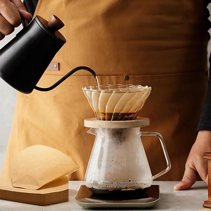 100 Count #4 Cone Coffee Filters 8-12 Cup, Natural Unbleached Disposable Coffee Filters, Compatible with Pour-Over and Drip Coffee Makers.