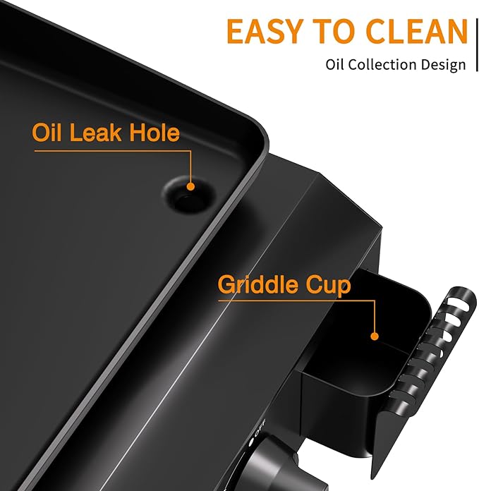 3 Burner BBQ Gas Griddle with Hood, 25.6 Inch Stainless Steel Portable Detachable Propane Griddle, 45,000 BTU Flat Top Barbecue Grill with Lid for Camping