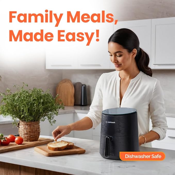 Air Fryer – 8 Preset Functions, Tempered Glass Control Panel, 3.5 Quart Compact Airfryer for Home and Kitchen, Quiet, Small, Non-Toxic, Black