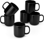 vancasso Stoneware Coffee Mugs Set, 16 oz Ceramic Coffee Cups for Americano Hot Tea Iced Coffee Cold Brew Cocoa Milk Mugs Set of 6, Dishwasher & Microwave Safe, Matte Black