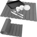 Hopegiver Stone Drying Mat for Kitchen Counter, 23.62"x15.35" Dark Gray Quick Drying Stone Mat, Super Absorbent Diatomaceous Earth Dish Drying Mat for Counter, Collapsible Design with Sanding Tools
