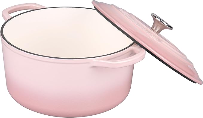 Enameled Cast Iron Dutch Oven Pot with Lid, for Sourdough Bread Baking, Round Dutch Ovens, 4.5 Quart, Pink