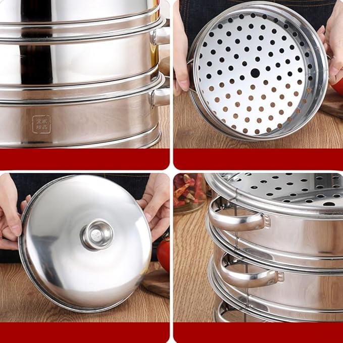 Stainless Steel Steamer Tray for Healthy Cooking for Vegetables, Meat, and Baby Food (18cm Steamer)