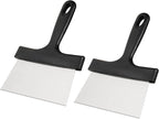 Grill Scraper 2 Pack Stainless Steel Griddle Scraper with 5" Plastic Handle Versatile Food Scraper Tool for Flat Top Teppanyaki BBQ Blackstone Griddle Accessories…