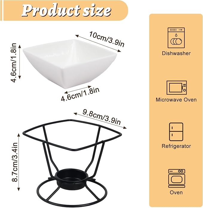 2 Pcs Butter Warmers for Seafood,Ceramic Butter Warmers for Chocolate or Cheese,Fondue Dishwasher Safe,Oven Safe,Microwave Safe