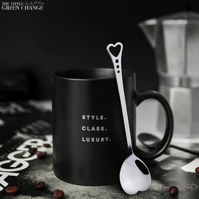 5.6'' Set of 6 Heart Spoons, Heart Shaped Spoons Stainless Steel – Cute Spoon and Functional for Hot Cocoa Bars, Tea Bags, or Cocktail Mixing – Easy to Clean and Spill-Free Use