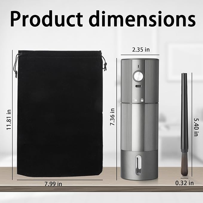 Electric Coffee Grinder Portable Conical Burr Coffee Grinder with 45 Adjustable Settings, Cordless Coffee Burr Grinder for Espresso, Home, Travel, Camping, Office (Silver)