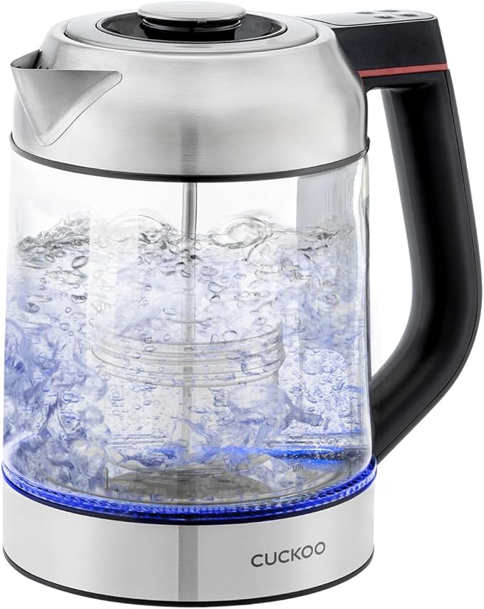 CUCKOO Electric Tea Kettle with Infuser, Glass Electric Kettle with Multi-Temperature Control, Easy to Read LED Lights, 1.7 Liter Capacity Tea Maker Pot (CK-G170BS)