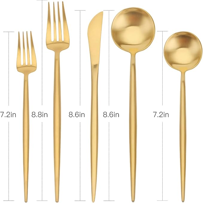 Matte Gold Silverware Set, sharecook 20-Piece Stainless Steel Satin Finish Flatware Set Service for 4, Kitchen Utensil Set, Tableware Cutlery Set for Home and Restaurant