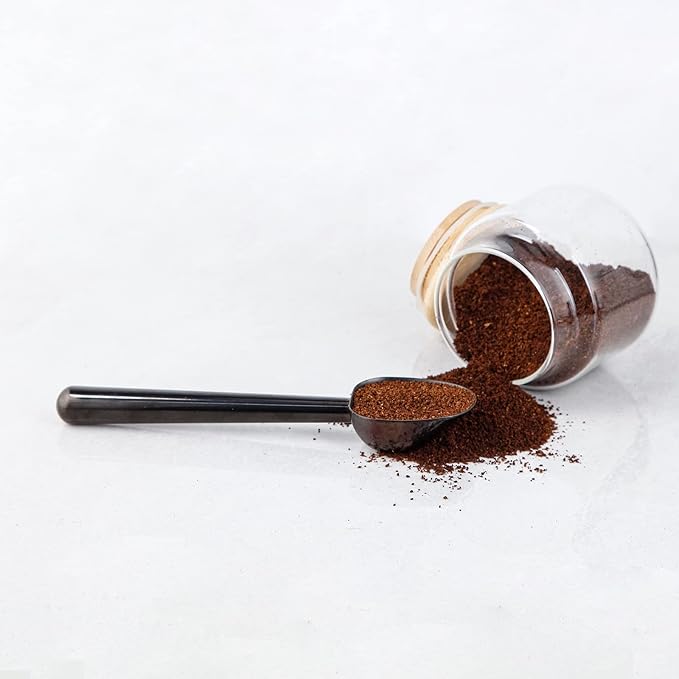 Easyworkz Stainless Steel Long Hollow Handle Coffee Scoop,7g Measuring Spoon for Ground Coffee and Loose Leaf Tea, Gunmetal Black