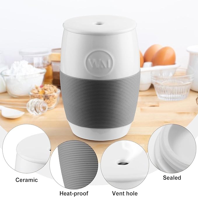 Non-Stick Ceramic Egg Cooker,Quick Scrambled Egg Maker with Silicone Sleeve for Easy Grip and Heat Protection,Microwave Egg Cooker Holds Up to 4 Eggs for Mug Cake, Muffin, Omelet