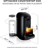 Nespresso Vertuo Plus Coffee and Espresso Maker by Breville, Ink Black with Aeroccino Milk Frother