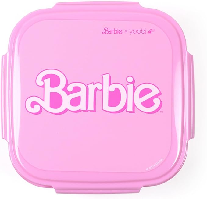 Yoobi Barbie X Pink Bento Box & Ice Pack – 3 Compartment Lunch Box, Dishwasher & Microwave Safe Food & Snack Container for Kids & Tweens – BPA & PVC Free Leakproof