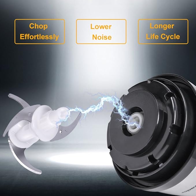 Electric Food Chopper, 5-Cup Food Processor by Homeleader, 1.2L Glass Bowl Grinder for Meat, Vegetables, Fruits and Nuts, Stainless Steel Motor Unit and 4 Sharp Blades, 300W