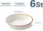 ONEMORE 30 Oz Porcelain Salad Pasta Bowls, Shallow & Wide Bowls Plates Set of 6, Large Ceramic Serving Bowls for Soup, Dessert, Pizza, Fruit. Microwave & Dishwasher Safe Kitchen Dinnerware, White