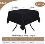 Fitable 6 Pack Black Square Tablecloths - 70 x 70 Inches - Stain Resistant and Reusable Table Clothes, Polyester Fabric Table Covers for Dining, Card Tables, Coffee Tables