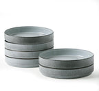 famiware Star 7.5" Pasta Bowls Set, Salad Bowl Set of 6, Double Reactive Glaze, Stackable, Perfect for Your Friend for Housewarming, Thanksgiving, Christmas, Smoky Blue