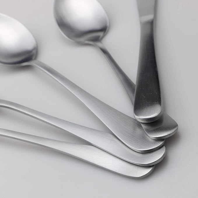 24-Piece Stainless Steel Flatware Set, Matte Silver Finish, Service for 4