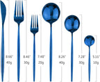 24Pcs Blue Mirror Silverware Flatware Set, 18/0 Stainless Steel Cutlery Set Utensils Kitchen Dinnerware Include Knife Fork Spoon and Teaspoon, Service for 4