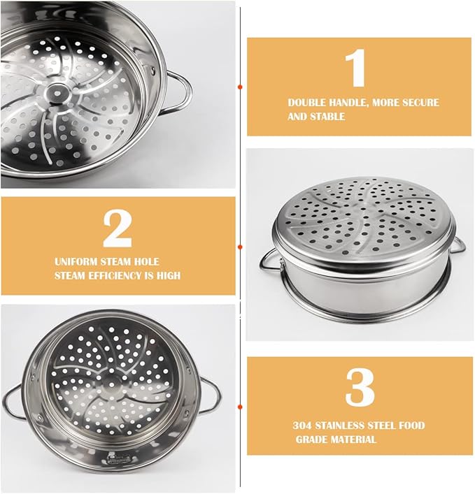Stainless Steel Steamer Pot 7.8 Inches Round Cooking Rack Food Steamer Basket Insert for Kitchen Dim Sum Dumplings Bun(20cm)