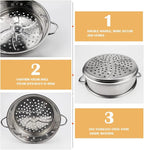 Stainless Steel Steamer Pot 7.8 Inches Round Cooking Rack Food Steamer Basket Insert for Kitchen Dim Sum Dumplings Bun(20cm)