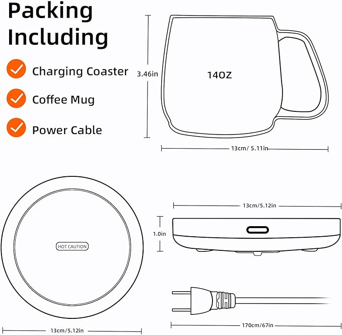 BESTINNKITS Smart Coffee Cup Warmer Set, Auto On/Off Gravity-Induction Mug Office Desk Use, Candle Wax Cup Warmer Heating Plate (Up to 131F/55C), Green Mug Warmer Set