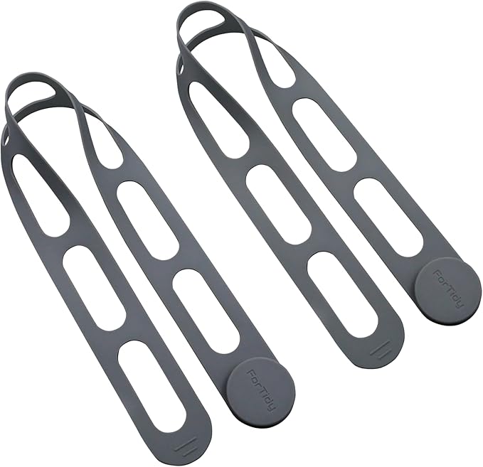 Silicone Latch Strap for Slow Cooker Lid, Pot, Bento Box, 21.65 in Reusable Elastic Self-Lock Silicone Tie for Bundling or Organizing Curtain, Cords, Yoga Mat, Camping Mat, 2pcs (Gray&Gray)