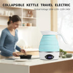 Collapsible Travel Kettle Electric Portable Foldable Kettle for Boiling Water, Suitable for 110V & 220V Dual Voltage, for Tea & Coffee, 850W Small Mini BPA-free Silicone Blue electric kettle