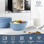 Homienly Alternatives Plastic Bowls - 36oz Cereal & Soup Bowls, Set of 6, Microwave & Dishwasher Safe, Sky Blue