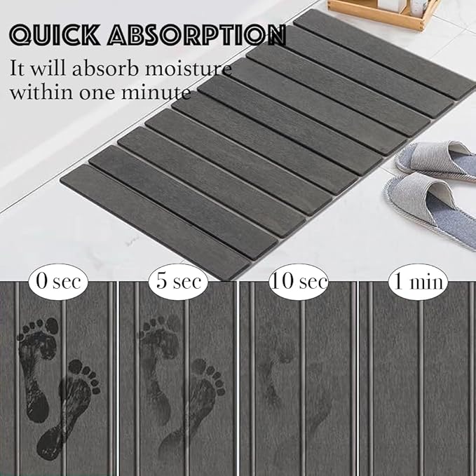 Large Stone Dish Drying Mat for Kitchen Counter Eco - Friendly Absorbent Diatomaceous Earth Bath Mat Quick Dry for Kitchen Dishes Bottles Cups Bathroom Any Countertop (Dark Grey24"×16"Square)