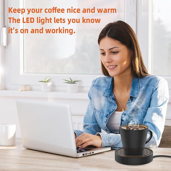 Coffee Mug Warmer for Desk,Heating Plate Electric Cup Warmers for Men Women Adult (D + Orange Light)