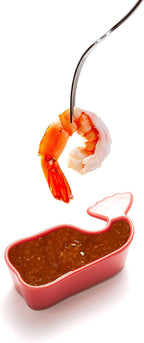 Ceramic Whale Condiment Cup, Red, Set of 2