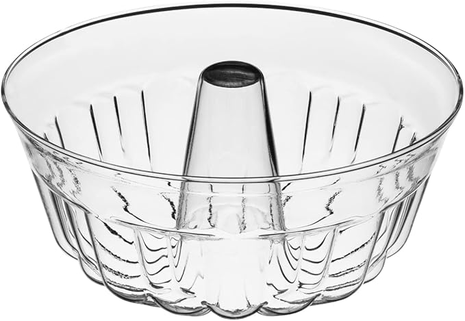 SIMAX Clear Glass Fluted Bundt Cake Pan | Heat, Cold, and Shock Proof, 2.1 Quart (8.4 Cups), Made in Europe, Great for Ring Cakes, Puddings, Desserts, Monkey Bread, and More, Dishwasher Safe