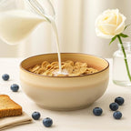 Ceramic Cereal Bowls Set of 4, 21 oz Stoneware Bowls for Soup, Salad, Dessert or Ice Cream - Stackable, Dishwasher & Microwave Safe, Small Rustic Bowls for Kitchen -Terracotta/Reactive Glaze