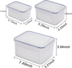 3Pack Fridge Food Storage Container Set with Lids with Strainer,Plastic Fresh Produce Saver Vegetable Fruit Meat Storage Organization, BPA-Free Plastic Produce Keepers(3.15L+1.7L+0.8L)