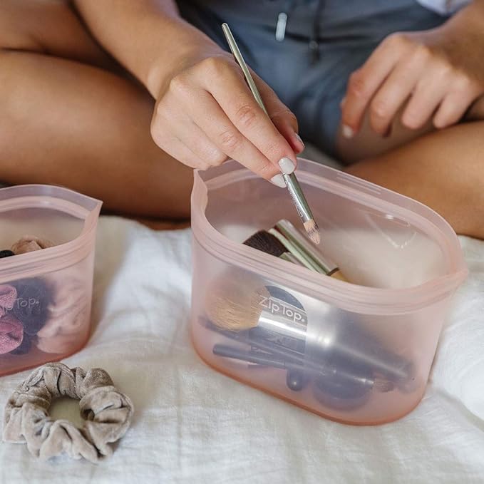 Zip Top Reusable Food Storage Bags | 3 Dish Set [Lavender] | Silicone Meal Prep Container | Microwave, Dishwasher and Freezer Safe | Made in the USA