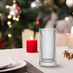 Ribbed Highball Glasses 16 oz - Set of 4 Vertical Drinking Glassware - Fits For Home Bars, Offices, or Restaurants - Water Glass Cups Dishwasher Safe