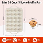Mini Muffin Pan, Metal Reinforced Frame Mini Cupcake Pans 24 Cups Nonstick Muffin Silicone Molds with Handle for Baking Muffins, Cupcakes, Egg Bites 2 Pack
