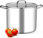 Leonyo 16 Quart Stock Pot With Lid, 18/10 Stainless Steel Stockpot, large Induction Cooking Pot with Visible Lid for Pasta, Soup, Spaghetti, Tri-Ply Bottom & Heavy Duty, Various Stovetops Suitable