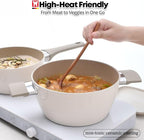 Aluminum Stock Pot with 7-Layered Ceramic Coating, Non-Stick Surface, Tempered Glass Lid, Dual Heat-Resistant Handles, PFOA, PFAS, Lead, Cadmium Free, All Cooktops 5.34L / 5.64Quarts