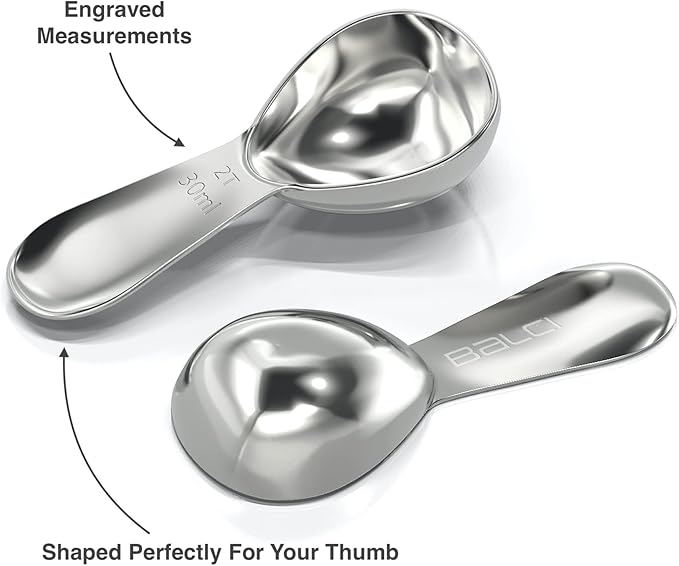 BALCI - Stainless Steel Coffee Scoop Set (2&2 Tablespoon, 30ml and 30ml) Exact Measuring Spoons for Coffee, Tea, Sugar, Flour and More! …