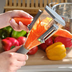 Jokari Catch-All™ Peeler - 3-Blade Vegetable Peeler with Peel Catcher, Straight Edge, Julienne, Serrated Blades, Non-Slip Grip, Dishwasher Safe for Fruits & Vegetables