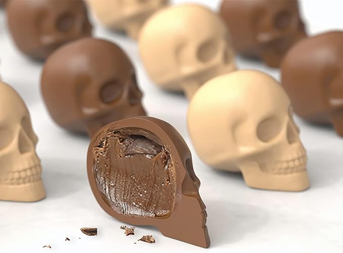3D Skull Ice Cube Mold Tray -Novelty Shaped Ice Maker for Whiskey Cocktails Drinkers,Bartenders,Easy Release Silicone kull Molds,Baking Chocolate Candy,Home Bars