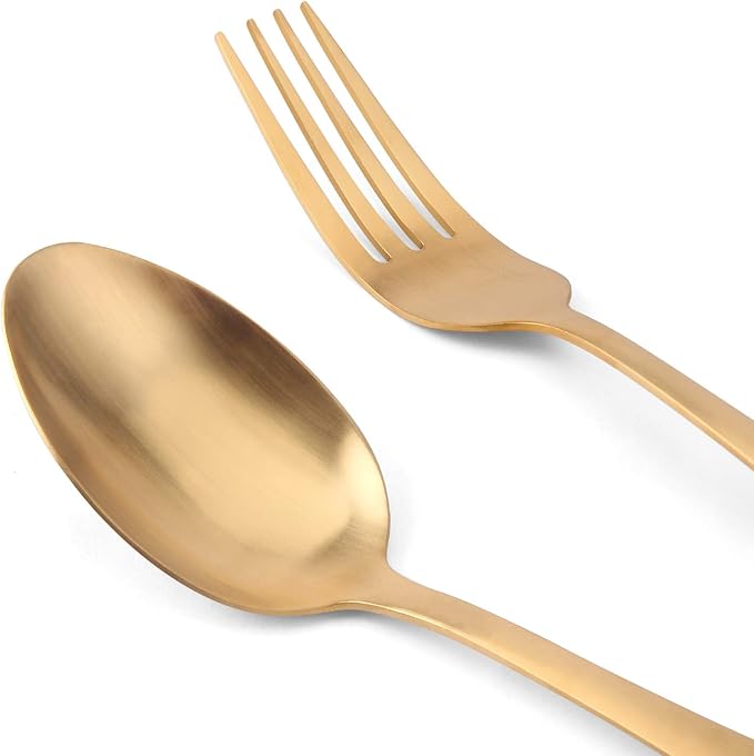 Matte Gold Silverware Set, Satin Finish 40-Piece Stainless Steel Flatware set, Tableware Cutlery Set Service for 8, Utensils for Kitchens, Dishwasher Safe
