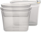 Zip Top Reusable Food Storage Bags | 3 Bag Set [Gray] - 2 Sandwich, 1 Snack | Silicone Meal Prep Container | Microwave, Dishwasher and Freezer Safe | Made in the USA